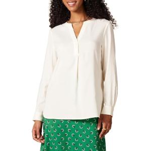 imageAmazon Essentials Womens Georgette Long Sleeve RelaxedFit Popover BlouseIvory