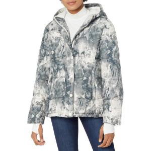imageAmazon Essentials Womens Heavyweight LongSleeve Hooded Puffer Coat  Discontinued ColorsBlack White Marble Print