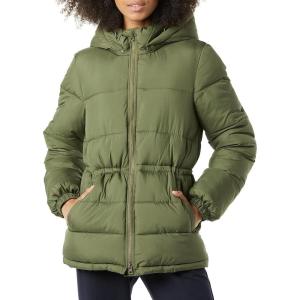 imageAmazon Essentials Womens Heavyweight Quilted Hooded Puffer Winter Jacket with Adjustable WaistOlive