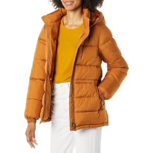 imageAmazon Essentials Womens Heavyweight Quilted Hooded Puffer Winter Jacket with Adjustable WaistTan