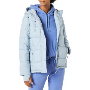 imageAmazon Essentials Womens Heavyweight Quilted LongSleeve Hooded Puffer Coat Available in Plus SizeDusty Blue