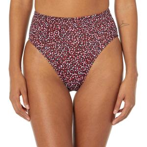 imageAmazon Essentials Womens High Waist High Leg Bikini BottomBrick Red Leopard