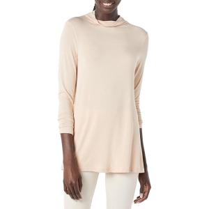 imageAmazon Essentials Womens Jersey LongSleeve Mock Neck Swing Tunic Previously Daily RitualBeige