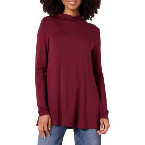 imageAmazon Essentials Womens Jersey LongSleeve Mock Neck Swing Tunic Previously Daily RitualDark Burgundy