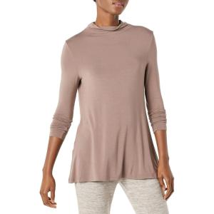 imageAmazon Essentials Womens Jersey LongSleeve Mock Neck Swing Tunic Previously Daily RitualDark Taupe