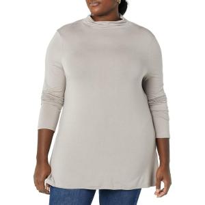imageAmazon Essentials Womens Jersey LongSleeve Mock Neck Swing Tunic Previously Daily RitualGrey