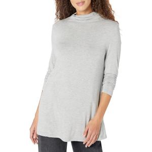 imageAmazon Essentials Womens Jersey LongSleeve Mock Neck Swing Tunic Previously Daily RitualLight Grey Heather