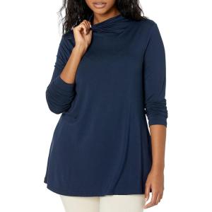 imageAmazon Essentials Womens Jersey LongSleeve Mock Neck Swing Tunic Previously Daily RitualNavy