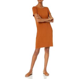 imageAmazon Essentials Womens Jersey RegularFit BalletBack tShirt Dress Previously Daily RitualCaramel