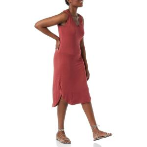 imageAmazon Essentials Womens Jersey RegularFit Sleeveless vNeck Midi Dress Previously Daily RitualBrick Red