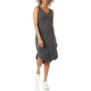 imageAmazon Essentials Womens Jersey RegularFit Sleeveless vNeck Midi Dress Previously Daily RitualCharcoal Heather