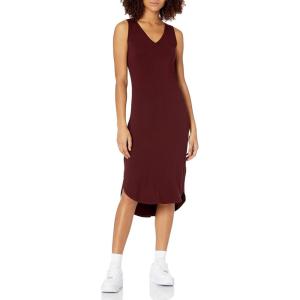 imageAmazon Essentials Womens Jersey RegularFit Sleeveless vNeck Midi Dress Previously Daily RitualDark Red