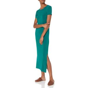 imageAmazon Essentials Womens Jersey StandardFit ShortSleeve Crewneck Side Slit Maxi Dress Previously Daily RitualDark Emerald Green