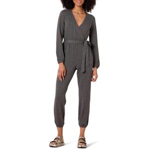 imageAmazon Essentials Womens Knit Surplice Jumpsuit Available in Plus SizeCharcoal Heather