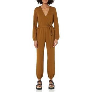 imageAmazon Essentials Womens Knit Surplice Jumpsuit Available in Plus SizeDark Chestnut Brown
