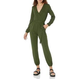 imageAmazon Essentials Womens Knit Surplice Jumpsuit Available in Plus SizeDark Olive