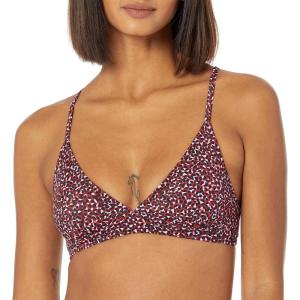 imageAmazon Essentials Womens LightSupport Classic Bikini Swimsuit TopBrick Red Leopard