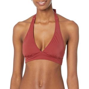imageAmazon Essentials Womens LightSupport Tie Halter Bikini Swimsuit Top Available in Plus SizeBrick Red