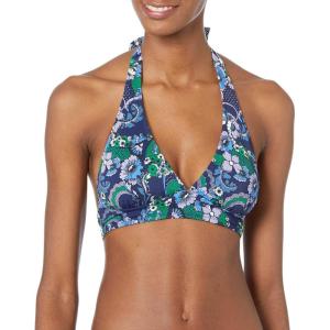 imageAmazon Essentials Womens LightSupport Tie Halter Bikini Swimsuit Top Available in Plus SizeDeep Blue Paisley