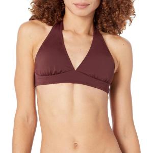 imageAmazon Essentials Womens LightSupport Tie Halter Bikini Swimsuit Top Available in Plus SizeDeep Brown