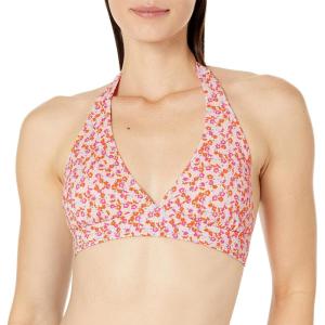 imageAmazon Essentials Womens LightSupport Tie Halter Bikini Swimsuit Top Available in Plus SizePale Peach Micro Floral