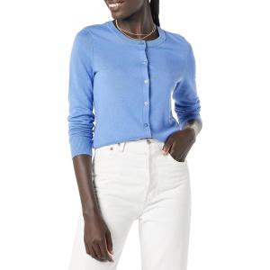 imageAmazon Essentials Womens Lightweight Crewneck Cardigan Sweater Available in Plus SizeBlue
