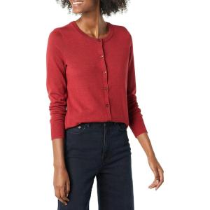 imageAmazon Essentials Womens Lightweight Crewneck Cardigan Sweater Available in Plus SizeDark Red