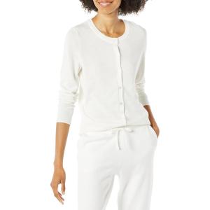imageAmazon Essentials Womens Lightweight Crewneck Cardigan Sweater Available in Plus SizeIvory