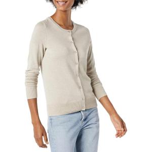 imageAmazon Essentials Womens Lightweight Crewneck Cardigan Sweater Available in Plus SizeOatmeal Heather