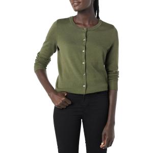 imageAmazon Essentials Womens Lightweight Crewneck Cardigan Sweater Available in Plus SizeOlive