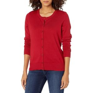 imageAmazon Essentials Womens Lightweight Crewneck Cardigan Sweater Available in Plus SizeRed