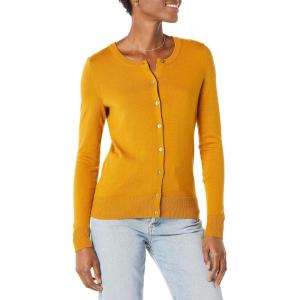 imageAmazon Essentials Womens Lightweight Crewneck Cardigan Sweater Available in Plus SizeTobacco Brown