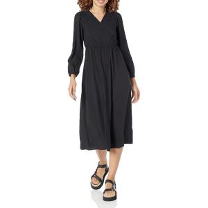 imageAmazon Essentials Womens Lightweight Georgette Long Sleeve VNeck Midi Dress Available in Plus SizeBlack