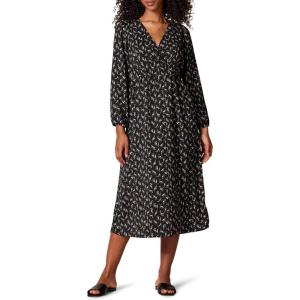 imageAmazon Essentials Womens Lightweight Georgette Long Sleeve VNeck Midi Dress Available in Plus SizeBlack Bouquet Floral