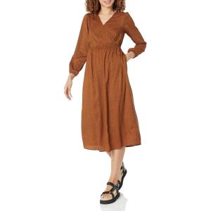 imageAmazon Essentials Womens Lightweight Georgette Long Sleeve VNeck Midi Dress Available in Plus SizeDark Chestnut Brown Diamond
