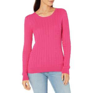 imageAmazon Essentials Womens Lightweight LongSleeve Cable Crewneck Sweater Available in Plus SizeBright Pink