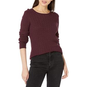 imageAmazon Essentials Womens Lightweight LongSleeve Cable Crewneck Sweater Available in Plus SizeBurgundy