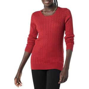 imageAmazon Essentials Womens Lightweight LongSleeve Cable Crewneck Sweater Available in Plus SizeDark Red
