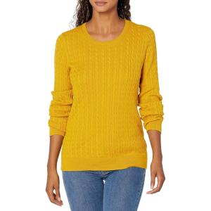 imageAmazon Essentials Womens Lightweight LongSleeve Cable Crewneck Sweater Available in Plus SizeGold