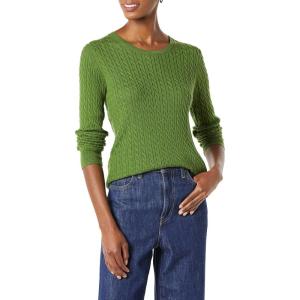 imageAmazon Essentials Womens Lightweight LongSleeve Cable Crewneck Sweater Available in Plus SizeGreen