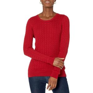 imageAmazon Essentials Womens Lightweight LongSleeve Cable Crewneck Sweater Available in Plus SizeRed
