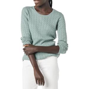 imageAmazon Essentials Womens Lightweight LongSleeve Cable Crewneck Sweater Available in Plus SizeSage Green Heather