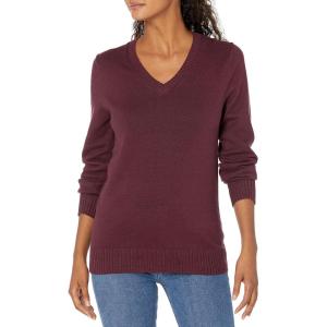 imageAmazon Essentials Womens Lightweight LongSleeve VNeck Sweater 100 CottonBurgundy