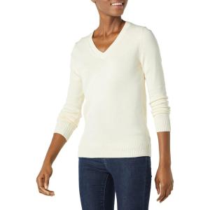 imageAmazon Essentials Womens Lightweight LongSleeve VNeck Sweater 100 CottonEcru