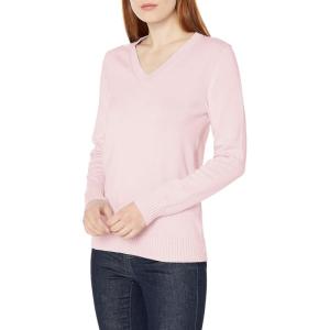 imageAmazon Essentials Womens Lightweight LongSleeve VNeck Sweater 100 CottonLight Pink
