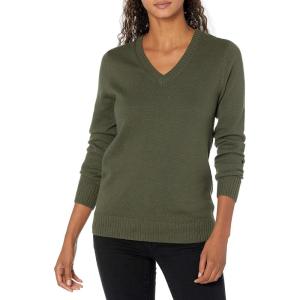 imageAmazon Essentials Womens Lightweight LongSleeve VNeck Sweater 100 CottonOlive
