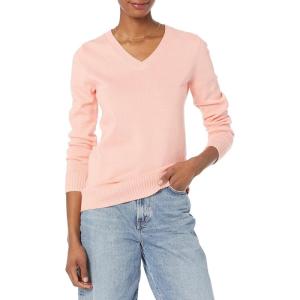 imageAmazon Essentials Womens Lightweight LongSleeve VNeck Sweater 100 CottonPeach