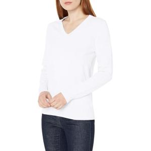 imageAmazon Essentials Womens Lightweight LongSleeve VNeck Sweater 100 CottonWhite