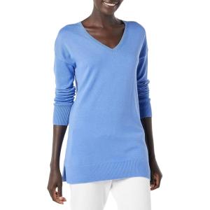imageAmazon Essentials Womens Lightweight LongSleeve VNeck Tunic Sweater Available in Plus SizeBlue