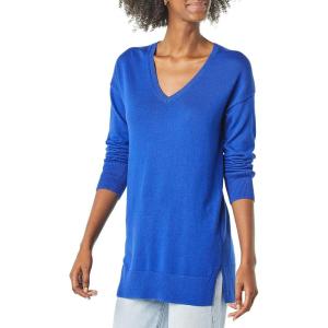 imageAmazon Essentials Womens Lightweight LongSleeve VNeck Tunic Sweater Available in Plus SizeBright Blue